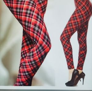 A Girl Thing Red Plaid Leggings
